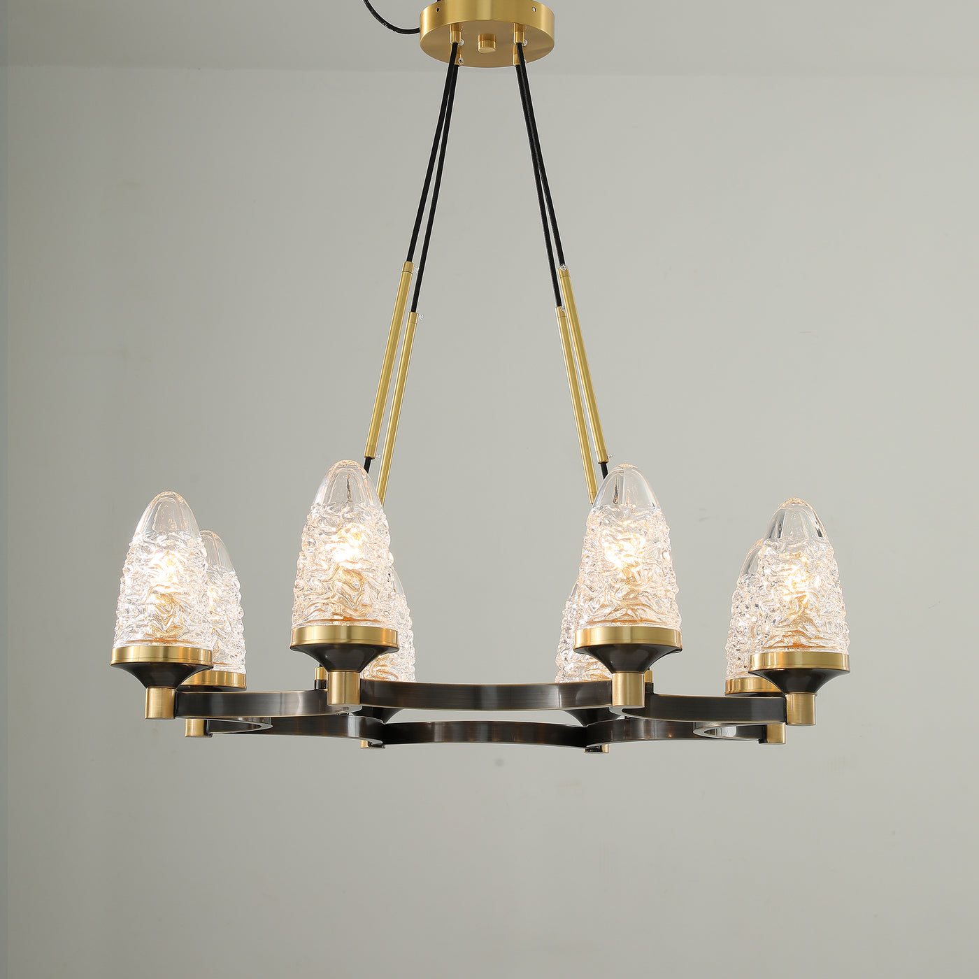 Crystal Cup Round Black Chandelier