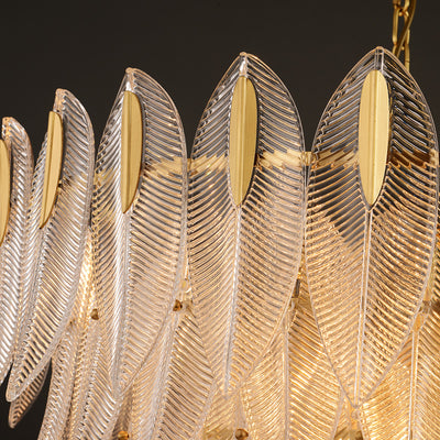 Transparent Leaves Glass Four-tier Chandelier