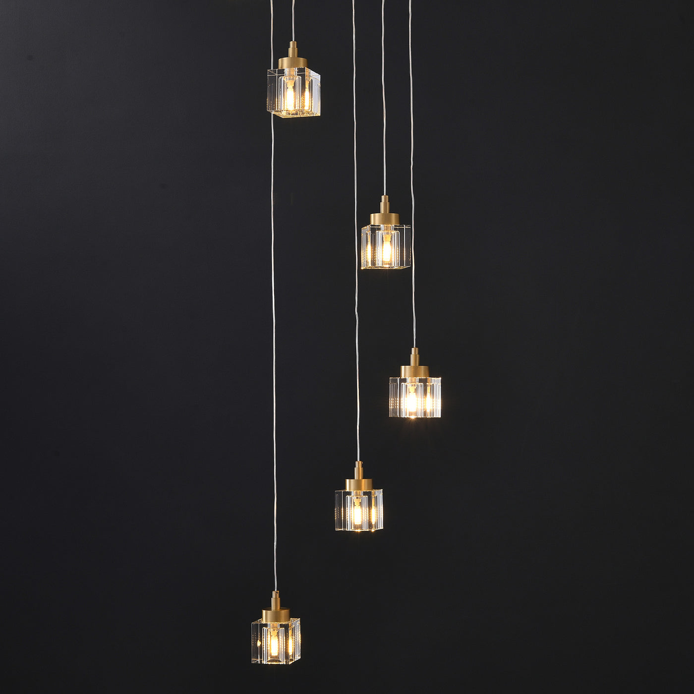 6 Lights Cube Crystal Chandelier