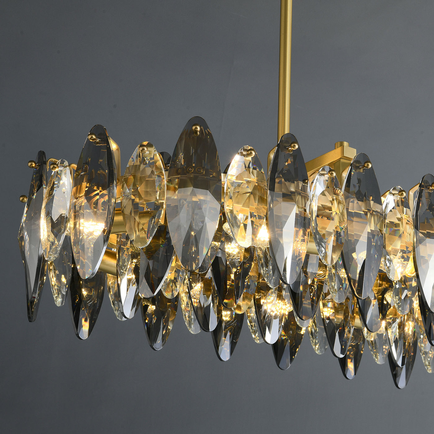 Industrial style crystal long chandelier