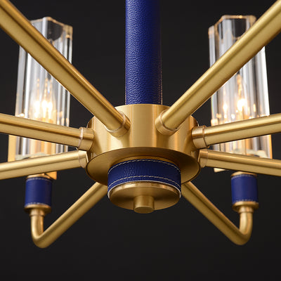 15 Lights Blue leather chandelier