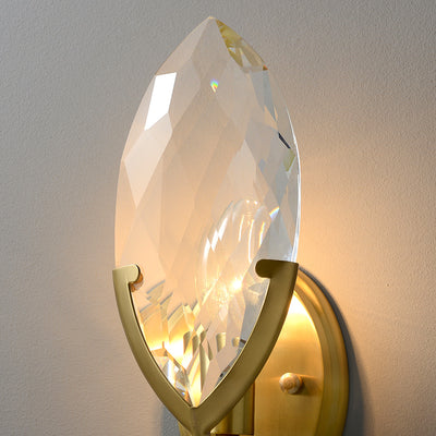 Leaf Brass Crystal Wall Sconce