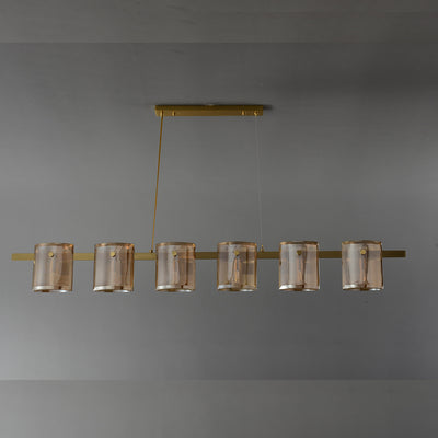 Modern Linear Smoke grey Rectangle chandelier L56"