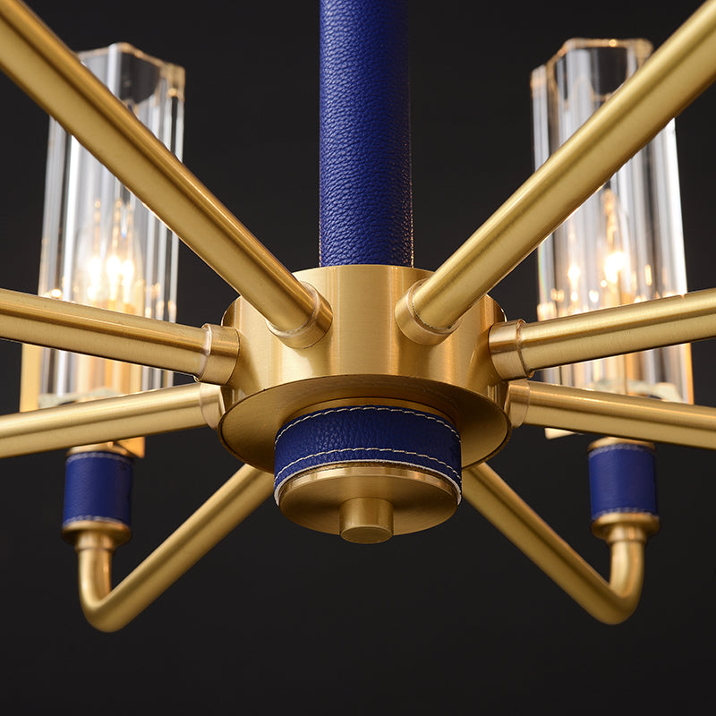 6 Lights Blue leather chandelier