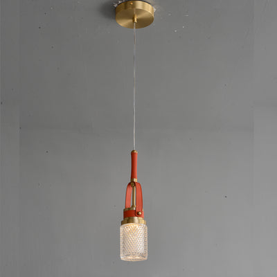 Creative red leather chandelier