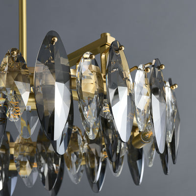 Industrial style crystal round chandelier