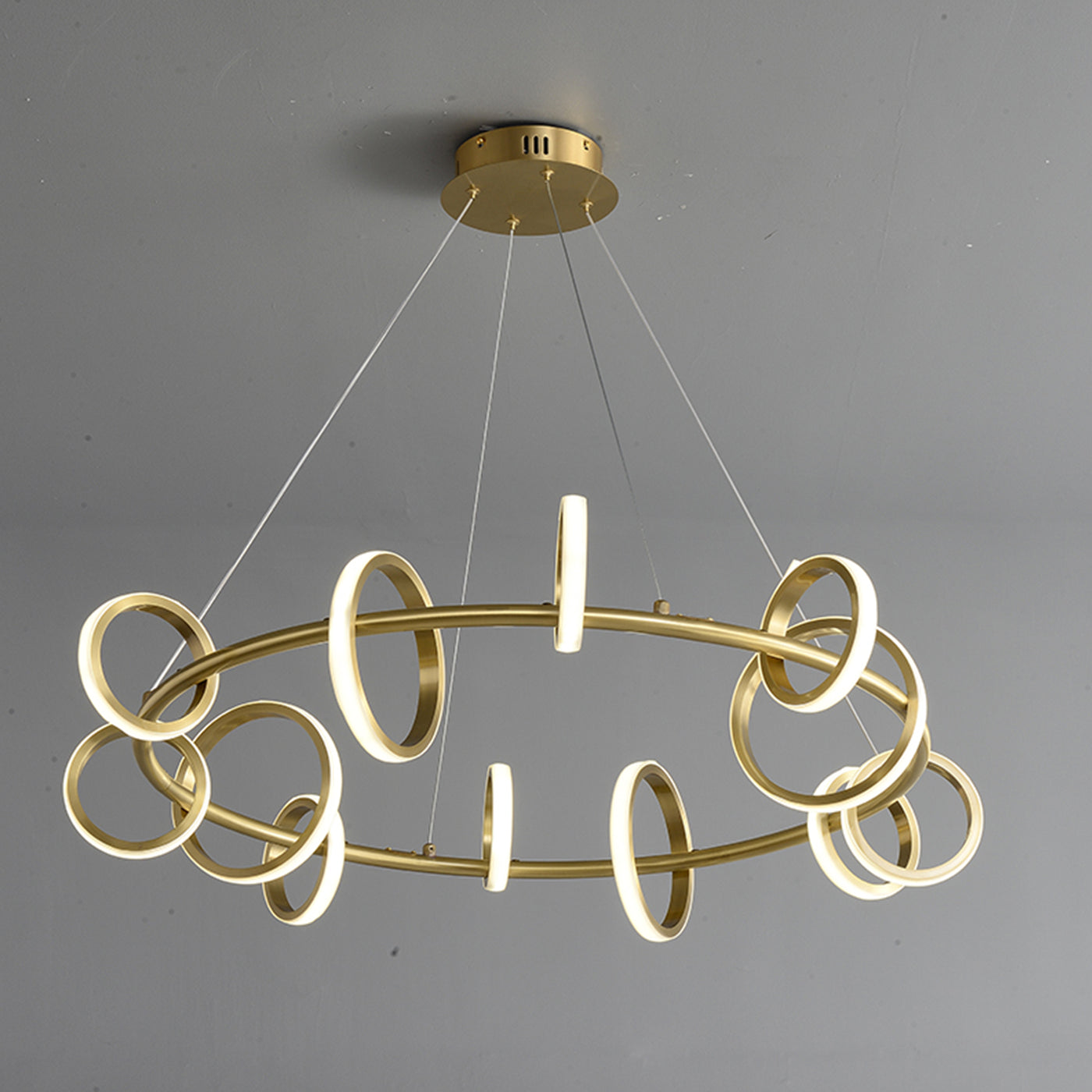Creative Aura Brass LED Ring Chandelier