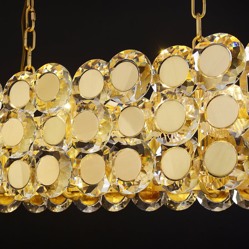 Rectangular Coin Brass Luxury Crystal Chandelier
