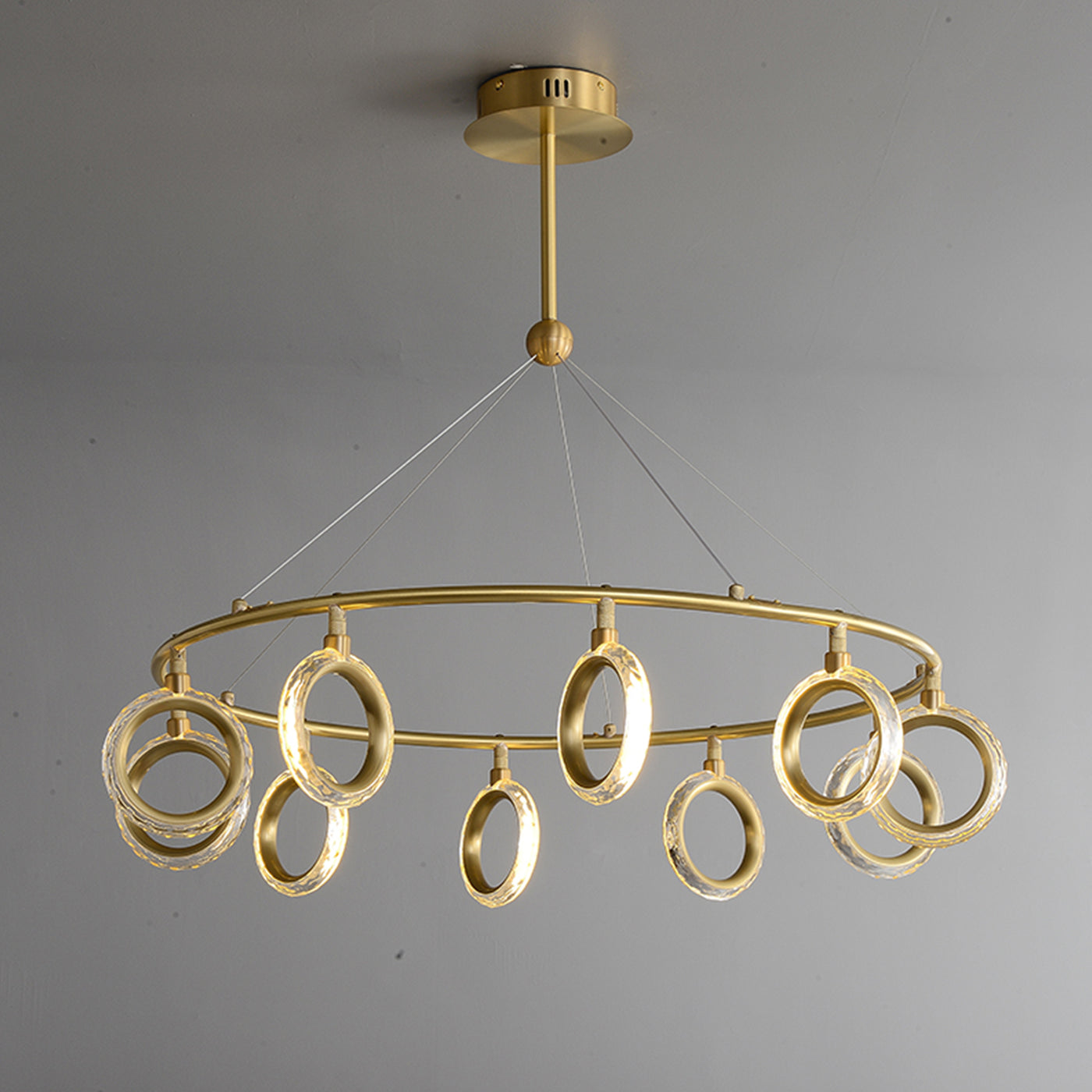Creative brass ring chandelier