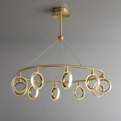 Creative brass ring chandelier