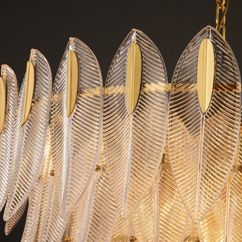 Transparent Leaves Glass Five-tier Chandelier