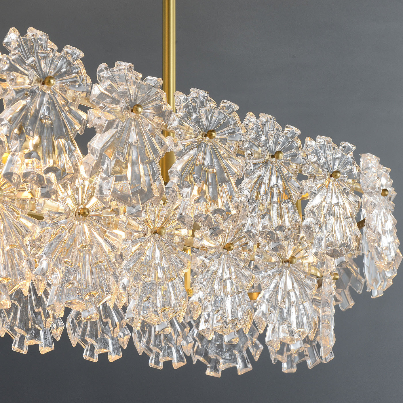 Postmodern luxury and full copper Snow glass rectangular chandelier