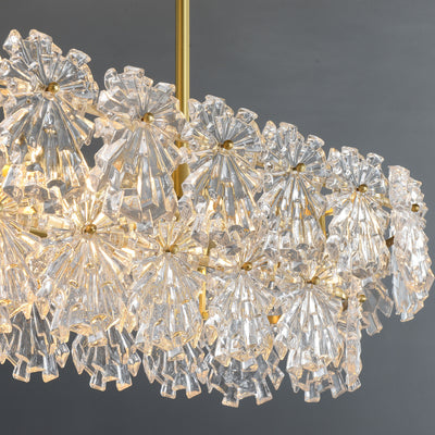 Postmodern luxury and full copper Snow glass rectangular chandelier