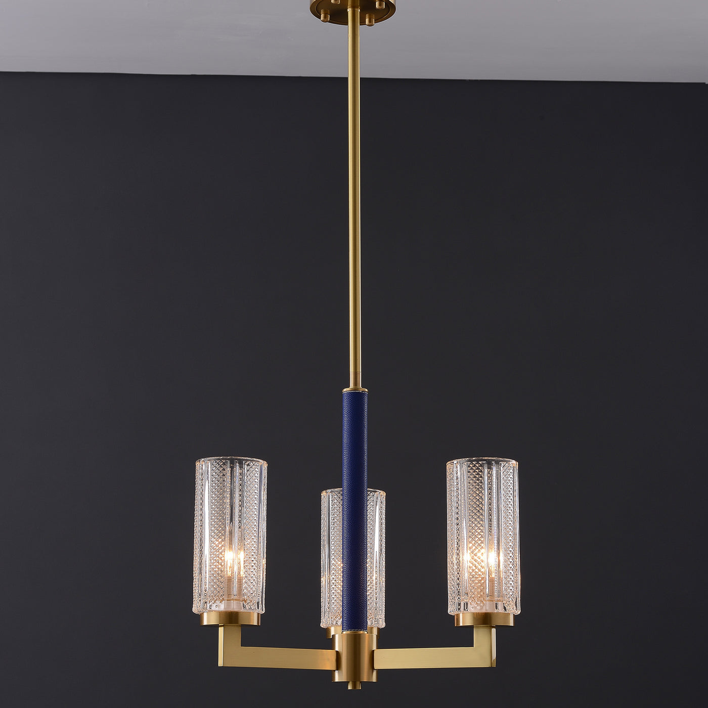 Blue Leather glass chandelier