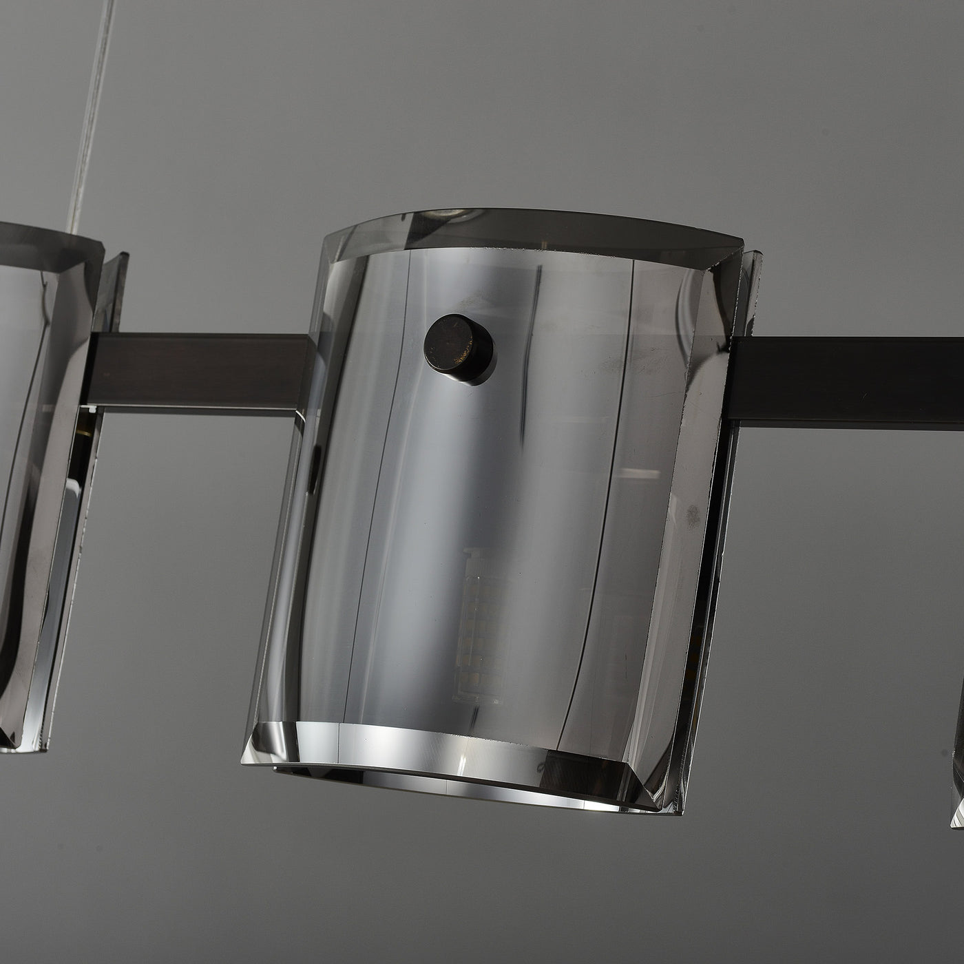 Modern Linear Smoke grey Rectangle chandelier L48"