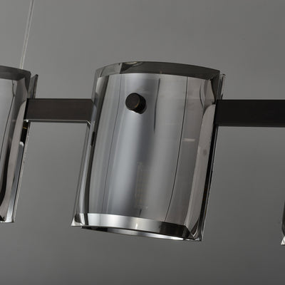 Modern Linear Smoke grey Rectangle chandelier L48"