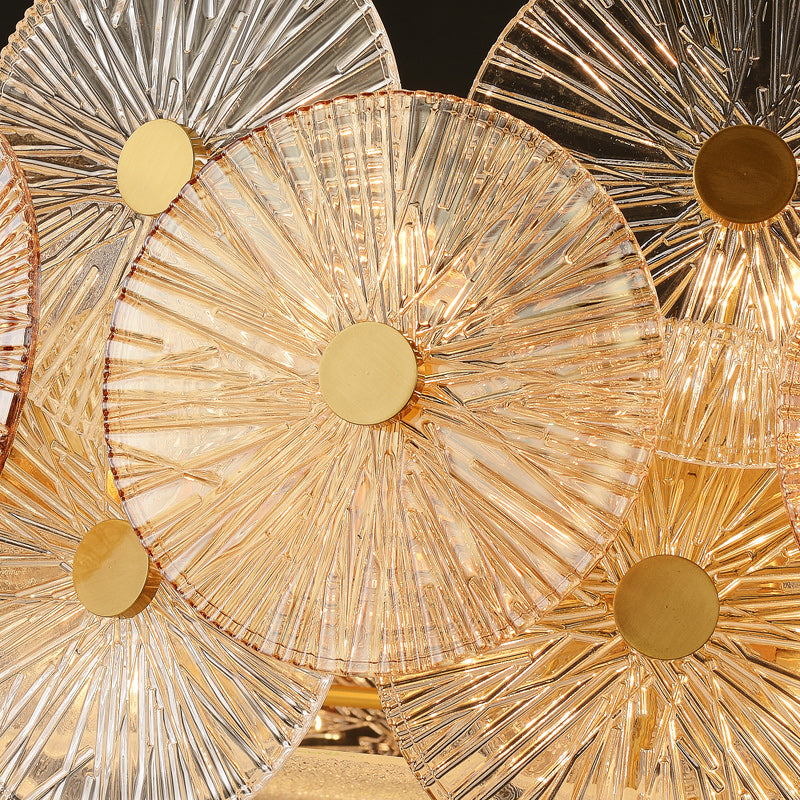 Round Transparent Wheel Brass Chandelier