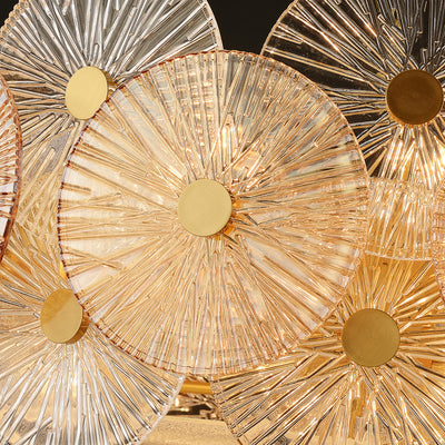 Round Transparent Wheel Brass Chandelier