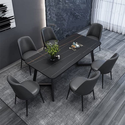 Rectangle Black Stone Dining Table