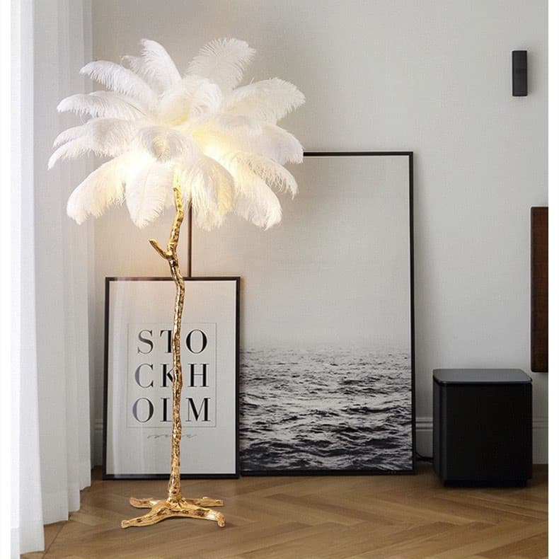 Ostrich Feather Table Lamp