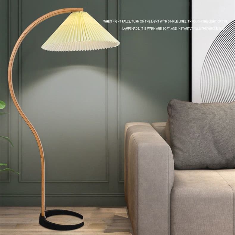 Pleated floor lamp solid wood