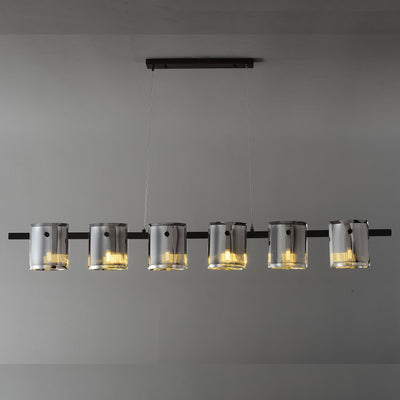 Modern Linear Smoke grey Rectangle chandelier L56"