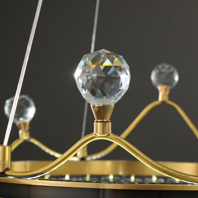 Creative Crown Crystal Round Golden Lamp Body Modern Chandelier