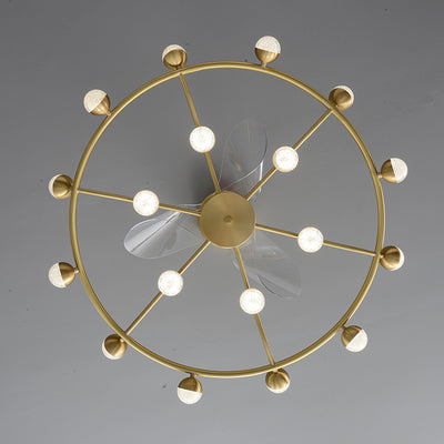 Multi Ball Round Brass Ceiling Fan