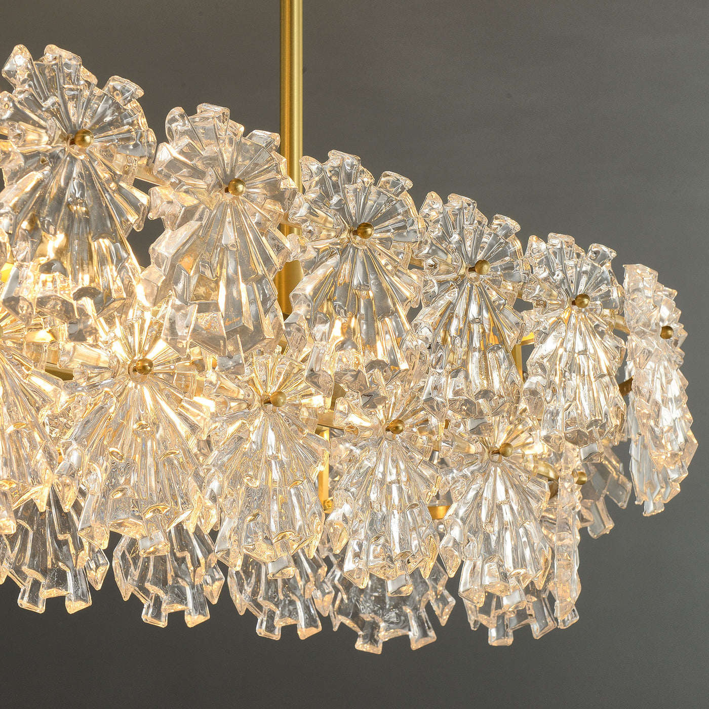 Postmodern luxury and full copper Snow glass rectangular chandelier