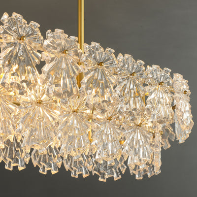 Postmodern luxury and full copper Snow glass rectangular chandelier