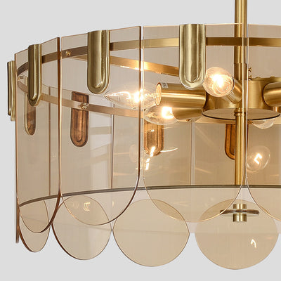 Amber Brass Glass Chandelier