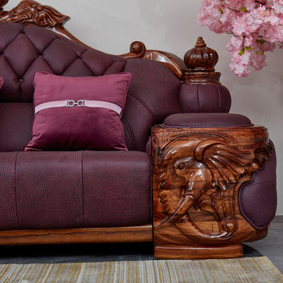 Luxury ebony wood leather sofa