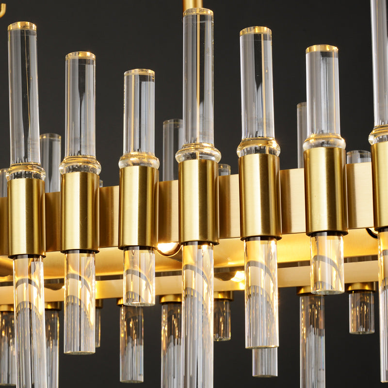 Rectangle Brass Glass Chandelier Lighting