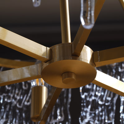 Postmodern luxury and full copper raindrop chandelier