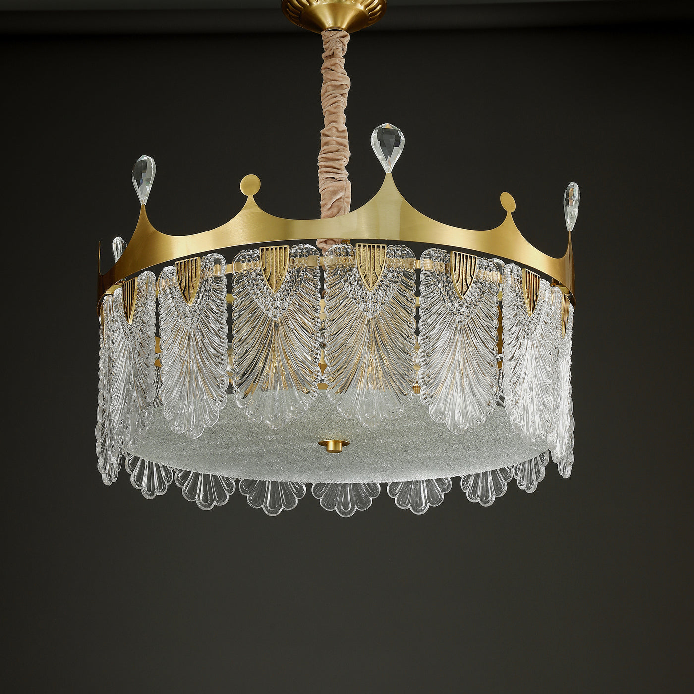Creative crown Handmade Glass Round Chandelier