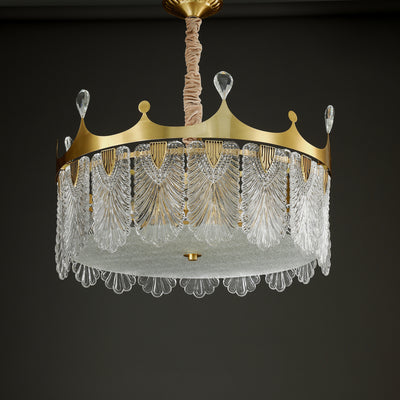 Creative crown Handmade Glass Round Chandelier