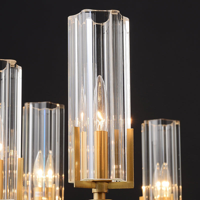 Crystal Grass Cup Round Blue leather chandelier