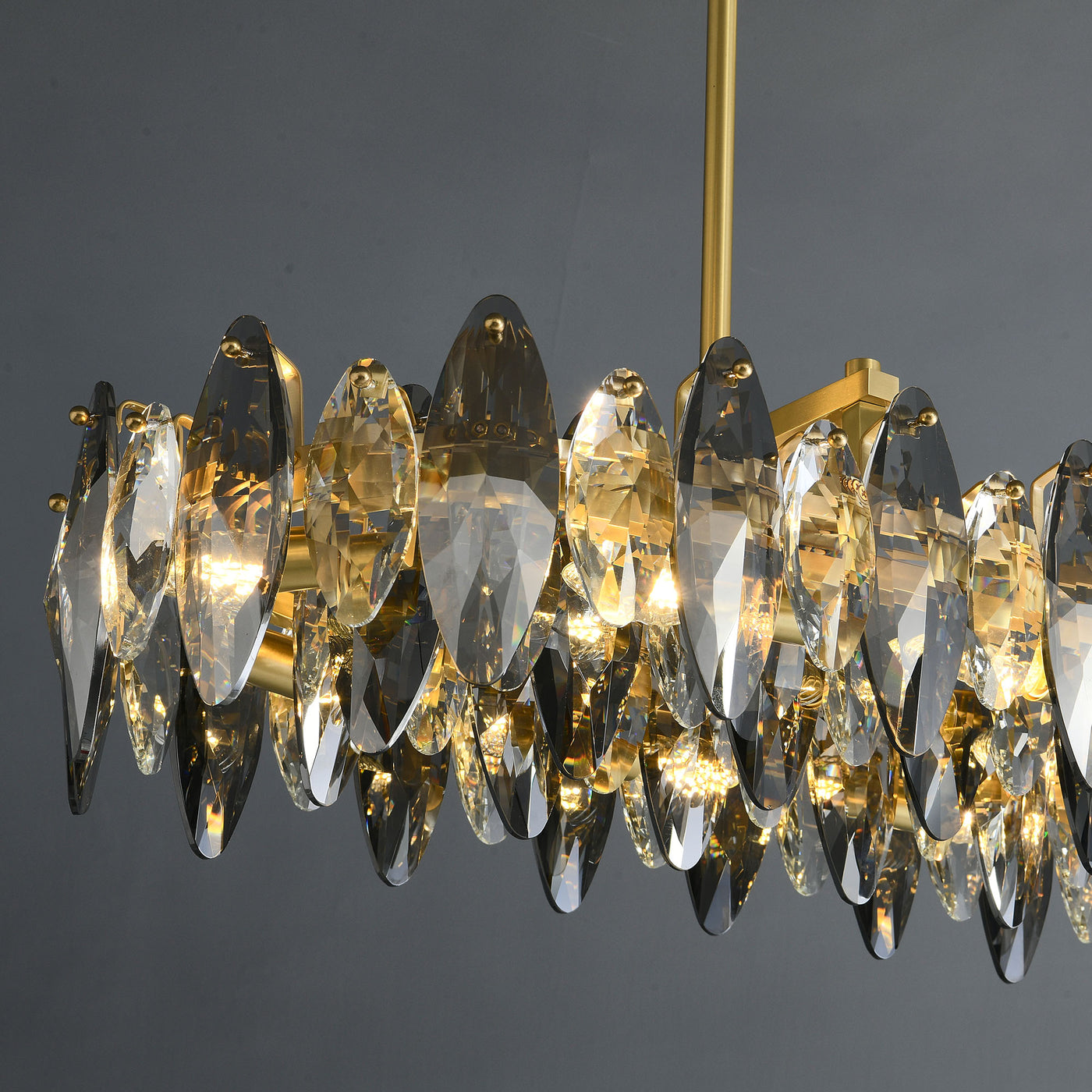 Industrial style crystal long chandelier