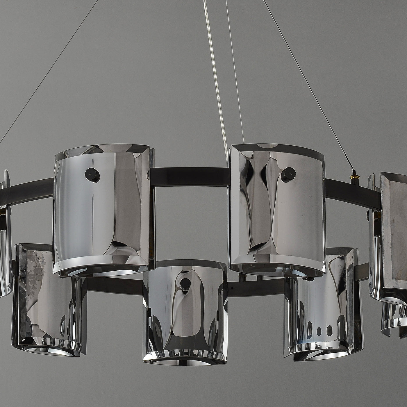 Smoke grey Faceted Crystal Glass Round Chandelier D32"