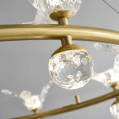 Multi birds ring chandelier