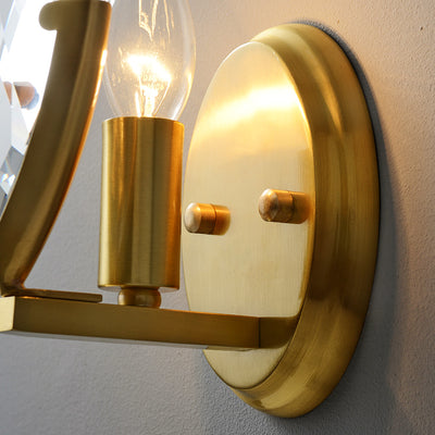 Leaf Brass Crystal Wall Sconce