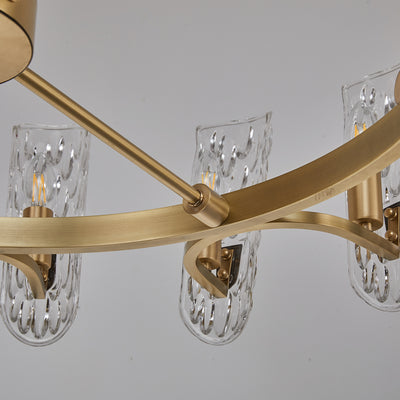 Water pattern glass double layer gold chandelier