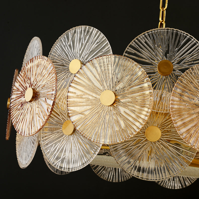 Round Transparent Wheel Brass Chandelier