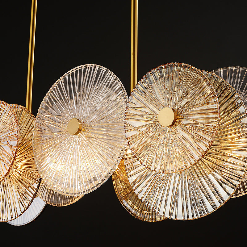 Rectangle Transparent Wheel Glass Chandelier