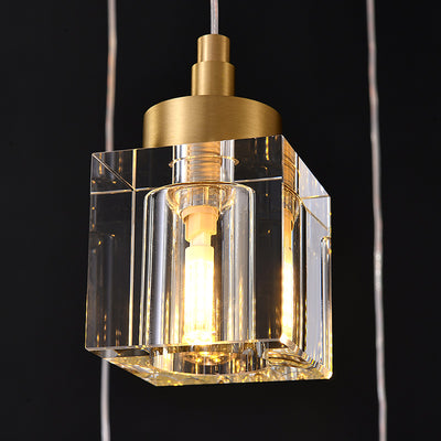 3 Lights Cube Crystal Chandelier