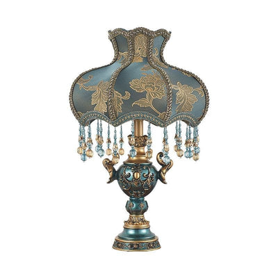 Printed fabric blue table lamp
