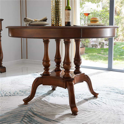 Solid wood round dining combination