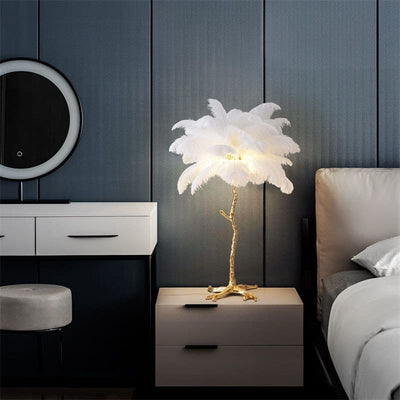 Ostrich Feather Table Lamp