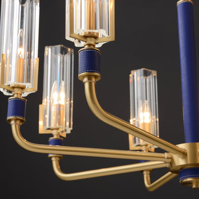 8 Lights Blue leather chandelier