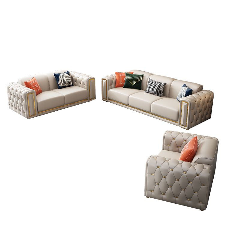 Leather white sofa combination